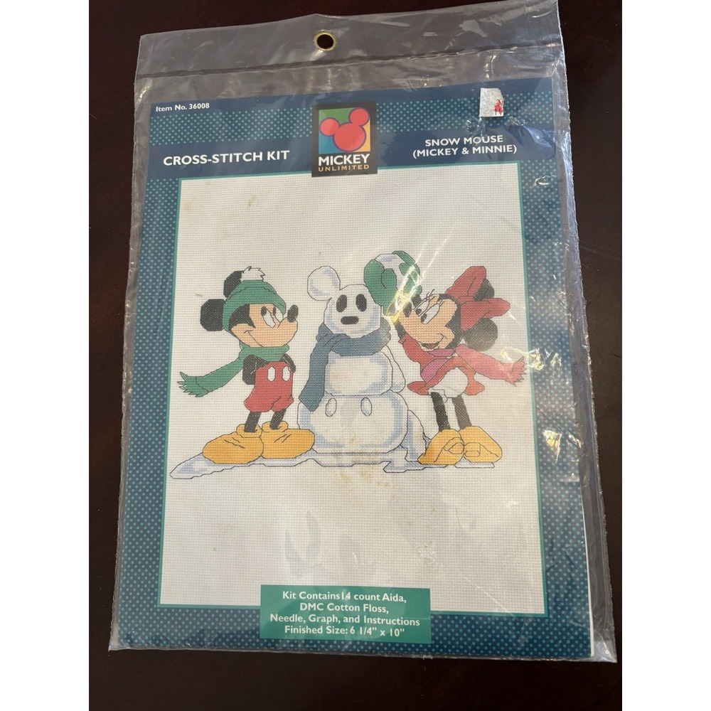 Crossstitch Kit Disney Mickey & Minnie Snow Mouse Snowmen Christmas Unopened